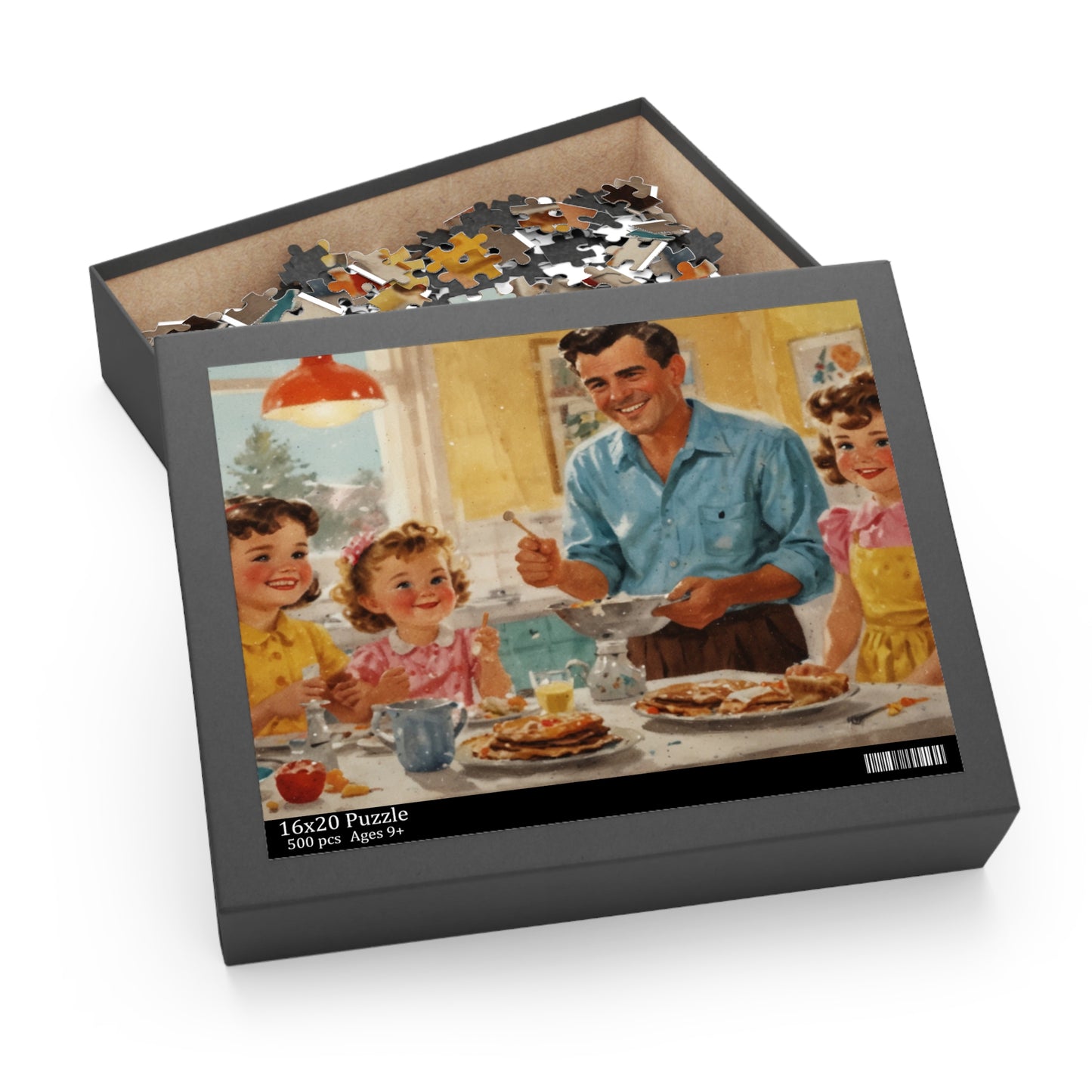 1950s Family Breakfast Jigsaw Puzzle (120, 252, 500-Piece) - Puzzlers Paradise