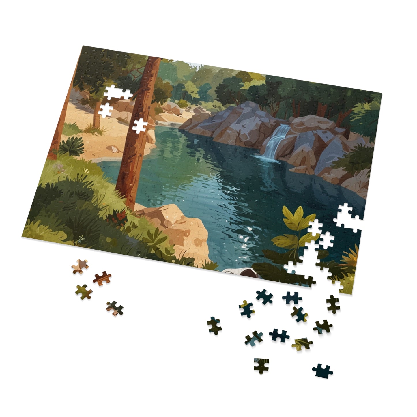 Olympic National Park Serene Waterfall Jigsaw Puzzle (252, 500, 1000-Piece)