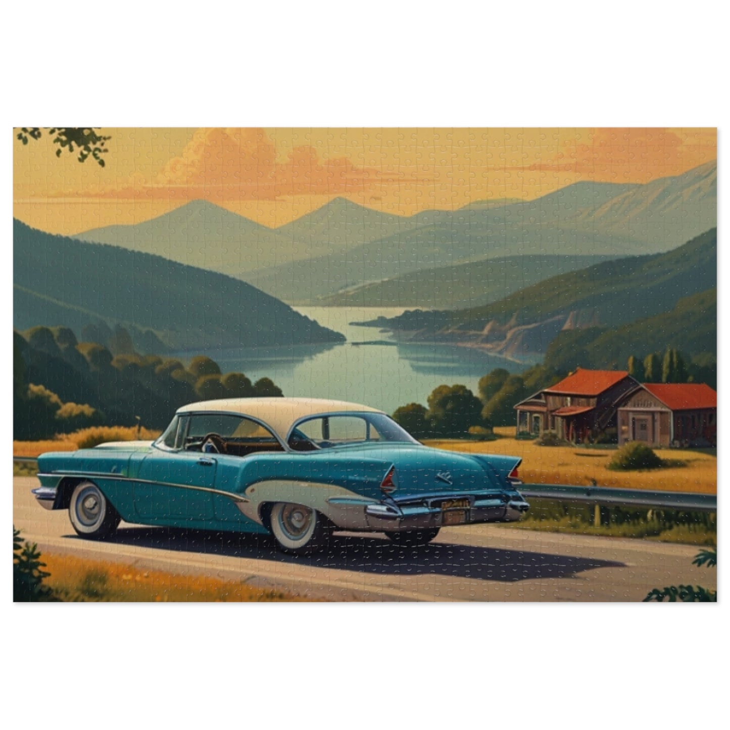 Scenic Overlook Classic Car Jigsaw Puzzle (252, 500, 1000-Piece)