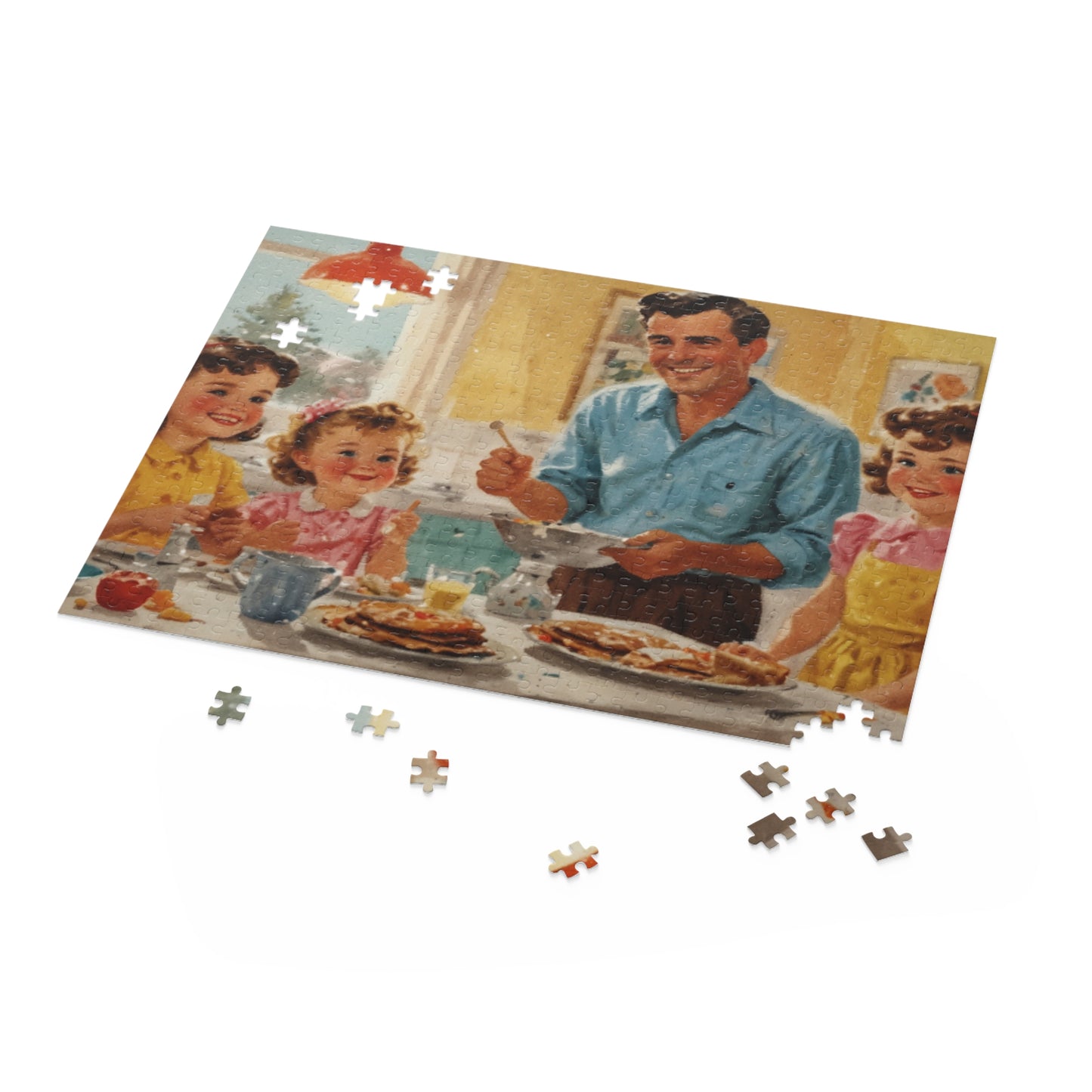 1950s Family Breakfast Jigsaw Puzzle (120, 252, 500-Piece) - Puzzlers Paradise