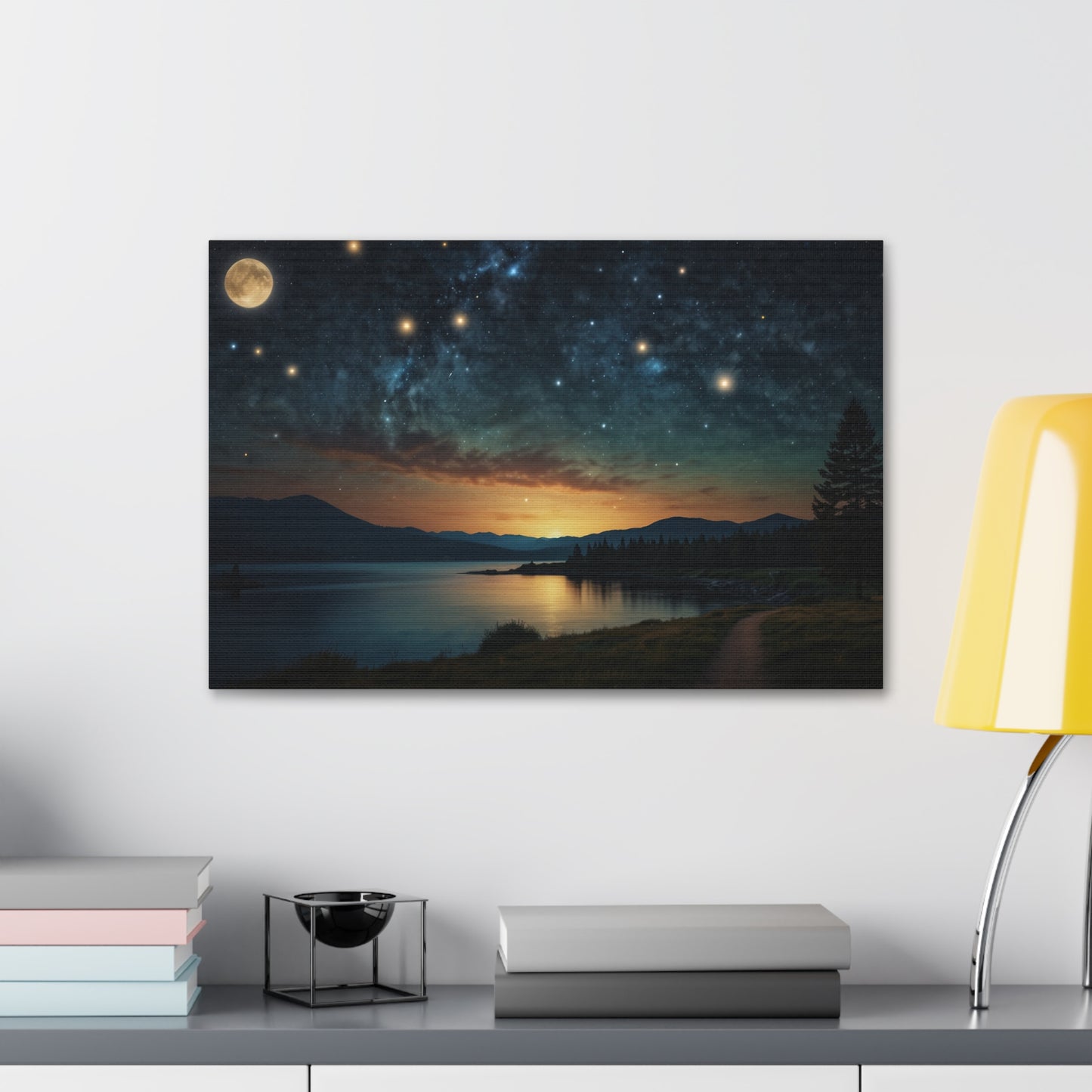 Celestial Serenade: Starlit Sky Canvas Stretched, 1.5'' Puzzlers Paradise