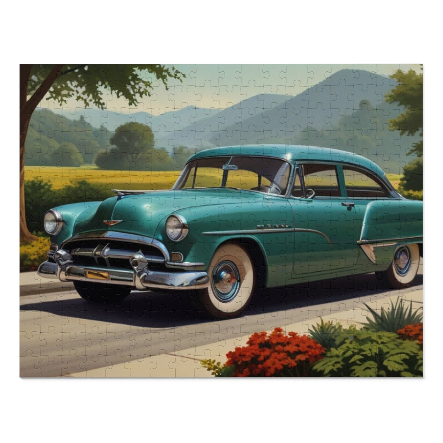 Country Road Classic Car Jigsaw Puzzle (252, 500, 1000-Piece)