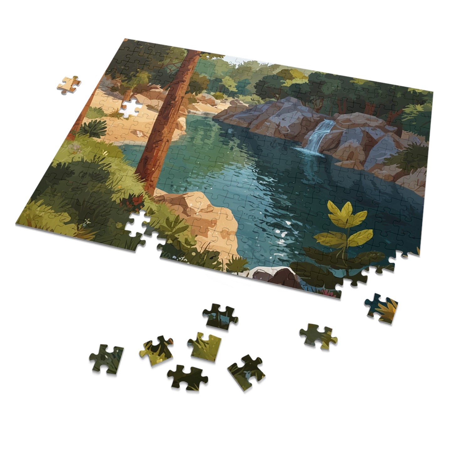 Olympic National Park Serene Waterfall Jigsaw Puzzle (252, 500, 1000-Piece)