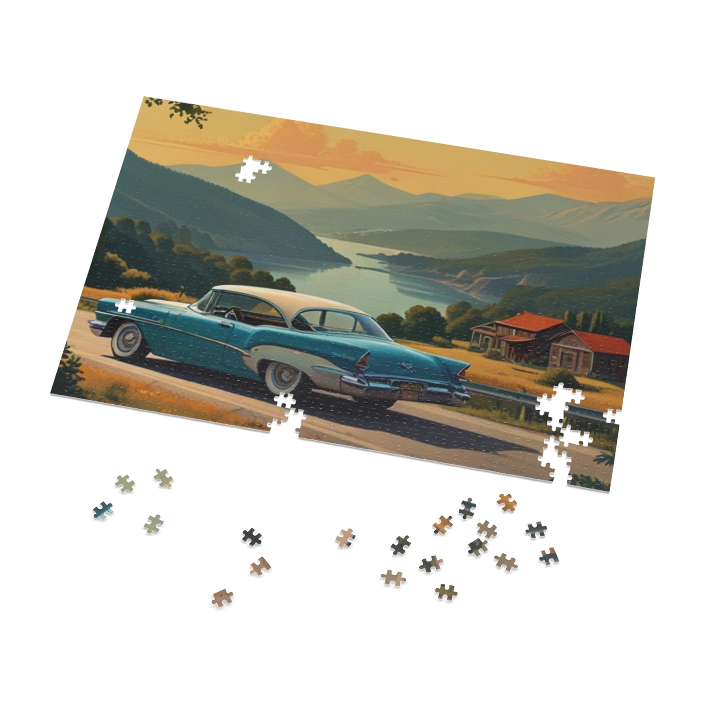 Scenic Overlook Classic Car Jigsaw Puzzle (252, 500, 1000-Piece)