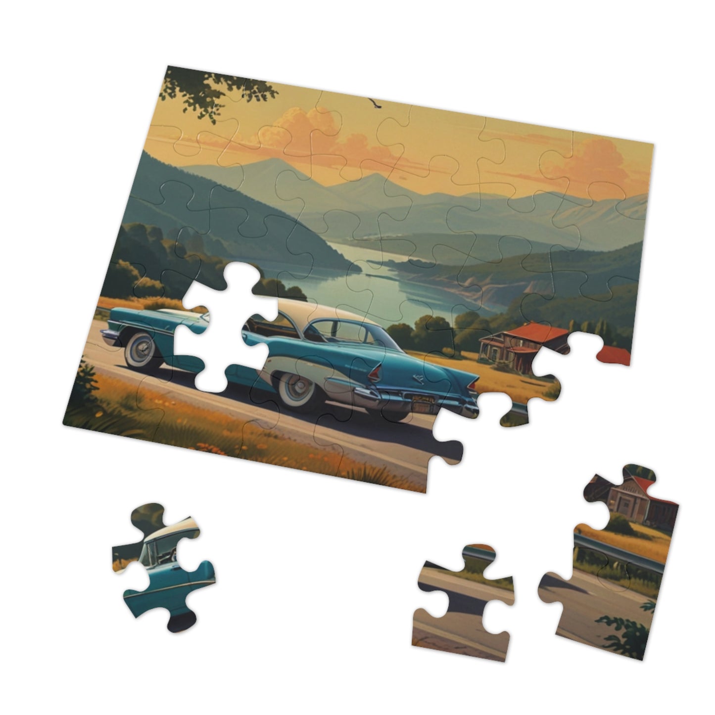 Scenic Overlook Classic Car Jigsaw Puzzle (252, 500, 1000-Piece)