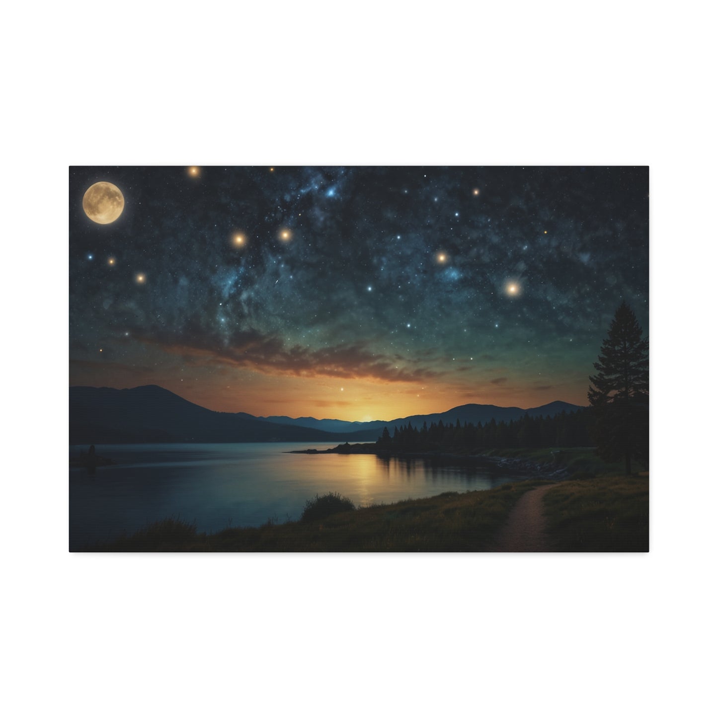 Celestial Serenade: Starlit Sky Canvas Stretched, 1.5'' Puzzlers Paradise