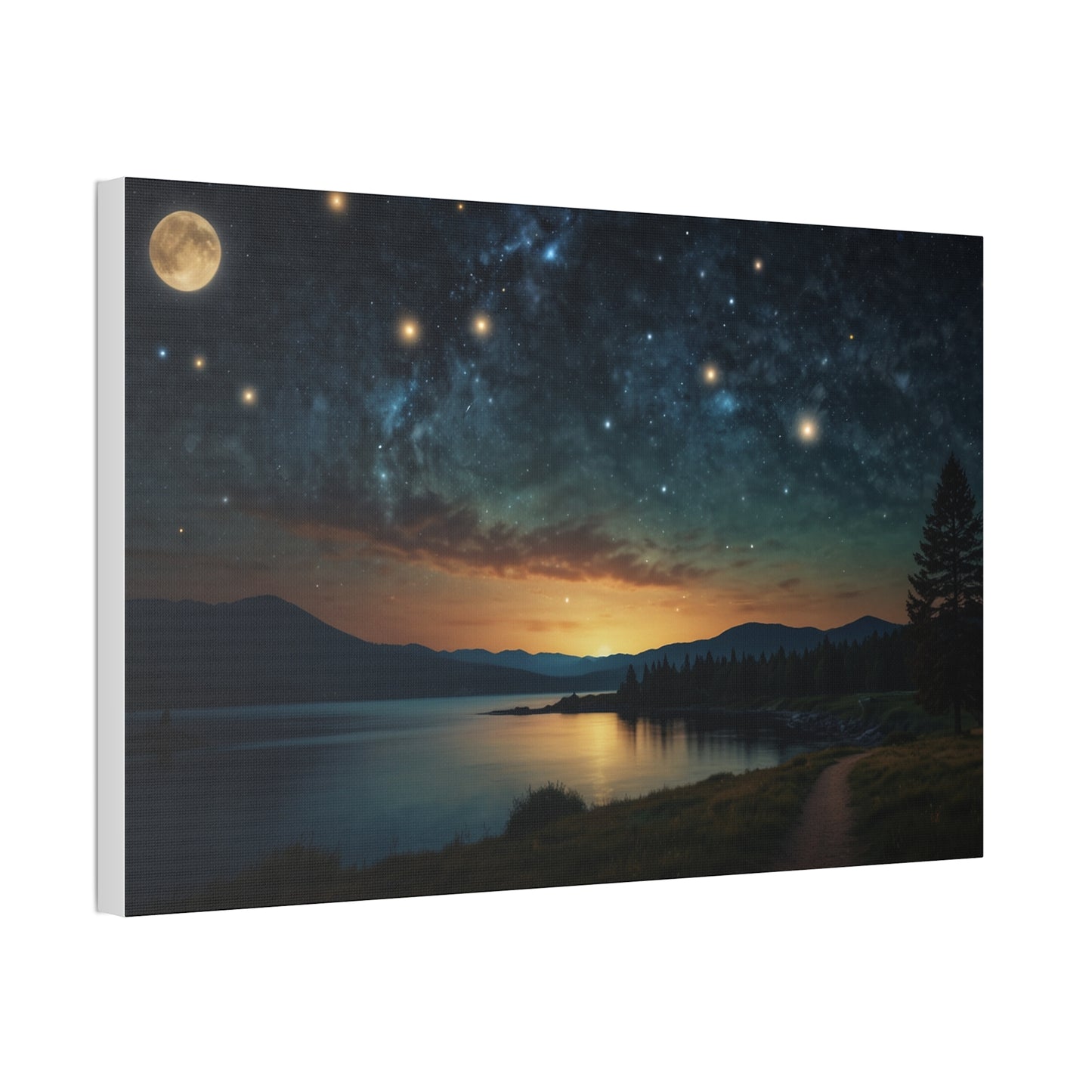 Celestial Serenade: Starlit Sky Canvas Stretched, 1.5'' Puzzlers Paradise