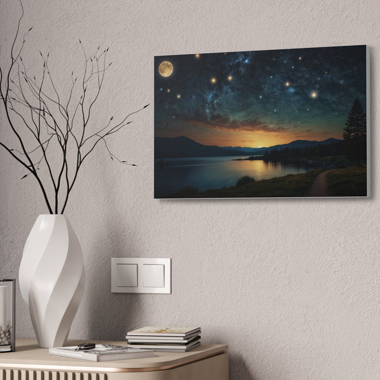 Celestial Serenade: Starlit Sky Canvas Stretched, 1.5'' Puzzlers Paradise