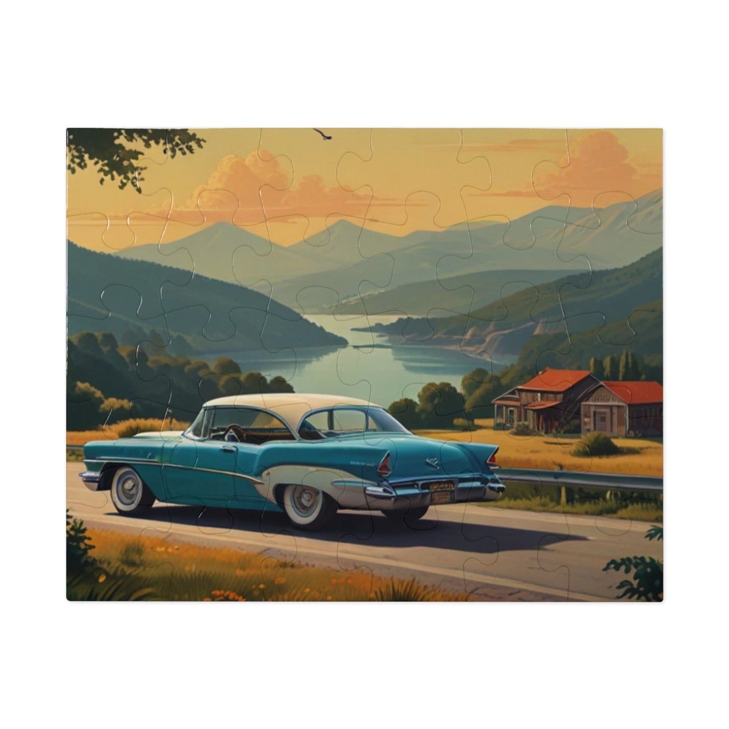 Scenic Overlook Classic Car Jigsaw Puzzle (252, 500, 1000-Piece)
