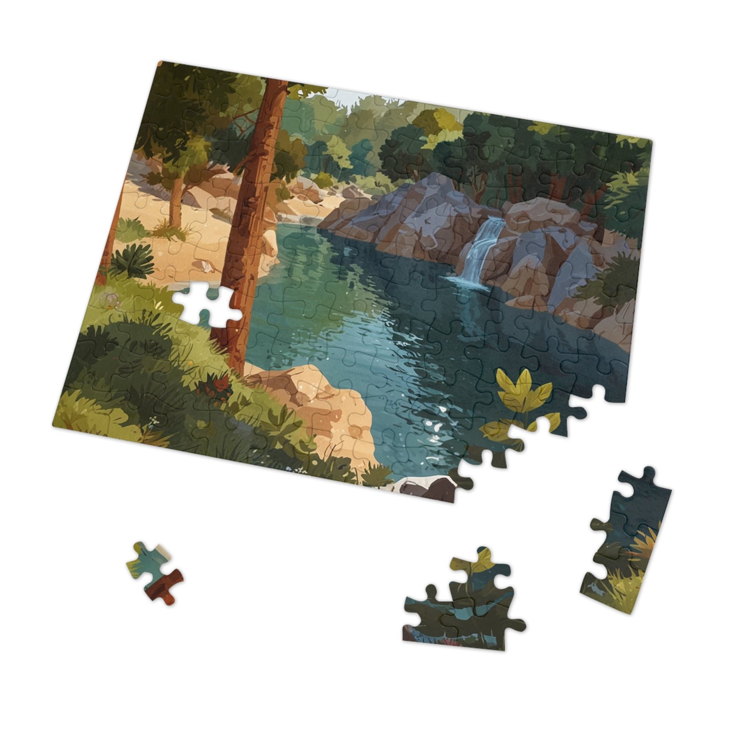 Olympic National Park Serene Waterfall Jigsaw Puzzle (252, 500, 1000-Piece)