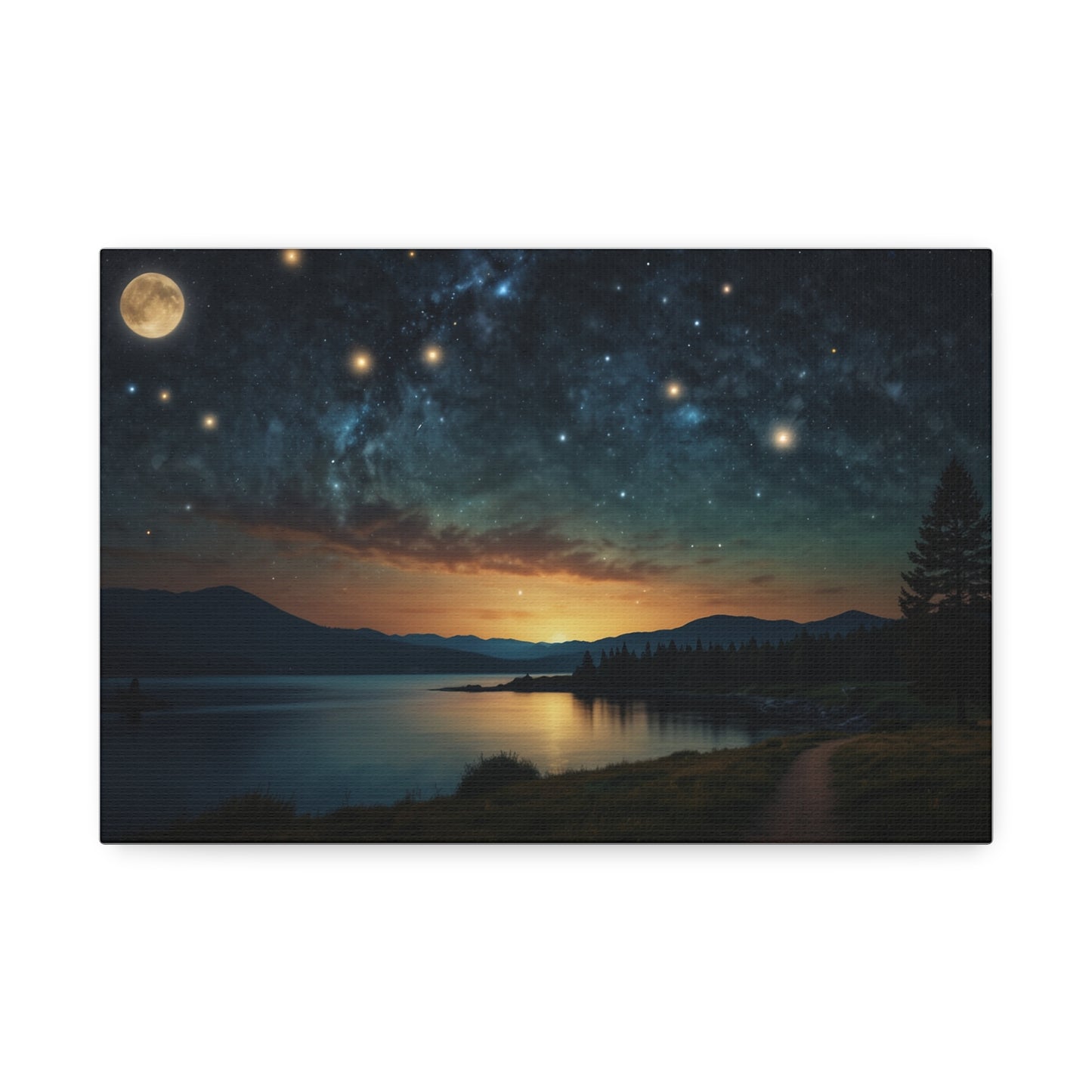 Celestial Serenade: Starlit Sky Canvas Stretched, 1.5'' Puzzlers Paradise