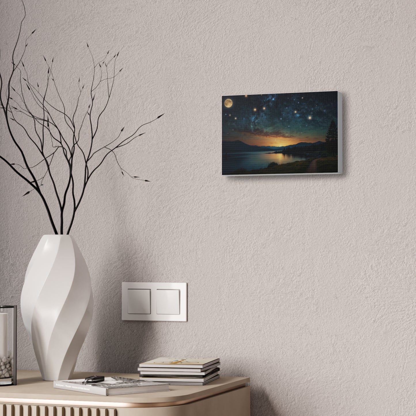 Celestial Serenade: Starlit Sky Canvas Stretched, 1.5'' Puzzlers Paradise