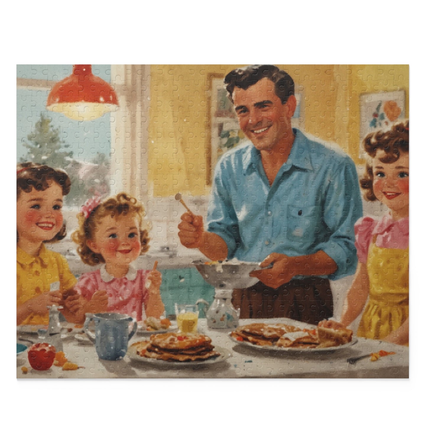 1950s Family Breakfast Jigsaw Puzzle (120, 252, 500-Piece) - Puzzlers Paradise