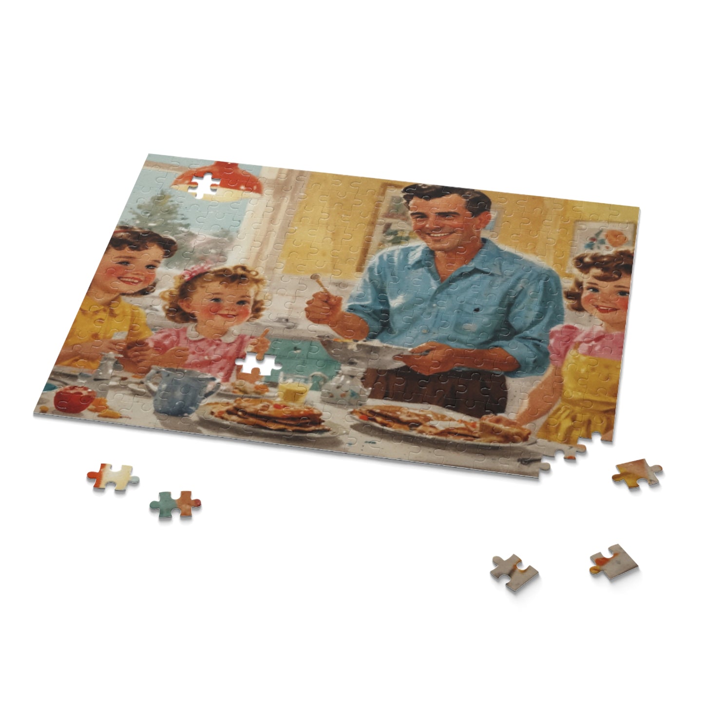 1950s Family Breakfast Jigsaw Puzzle (120, 252, 500-Piece) - Puzzlers Paradise