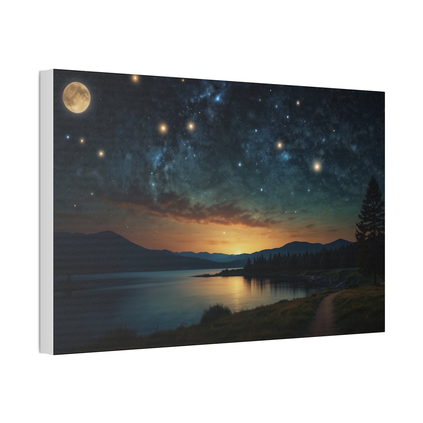 Celestial Serenade: Starlit Sky Canvas Stretched, 1.5'' Puzzlers Paradise