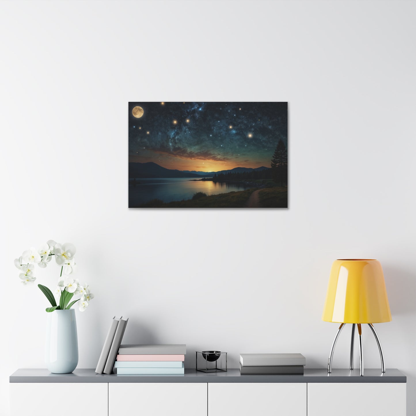Celestial Serenade: Starlit Sky Canvas Stretched, 1.5'' Puzzlers Paradise