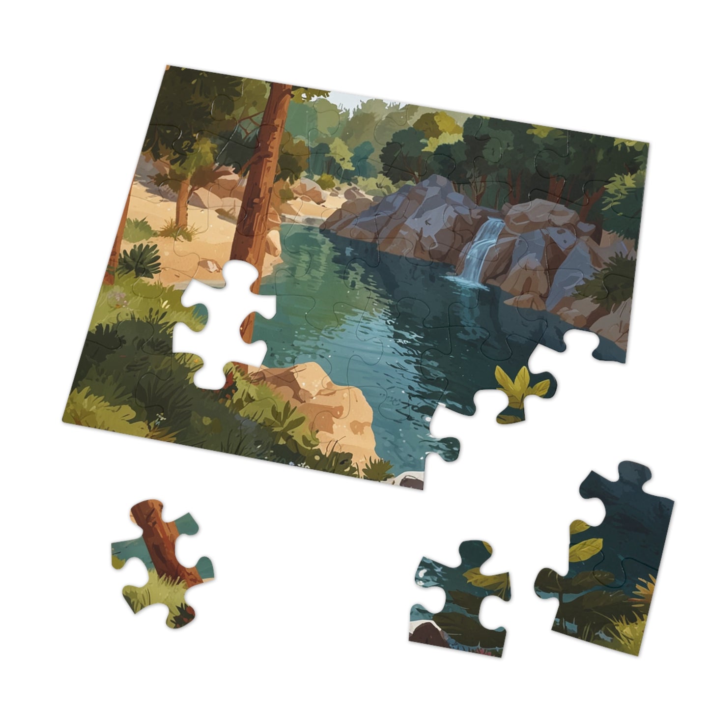 Olympic National Park Serene Waterfall Jigsaw Puzzle (252, 500, 1000-Piece)