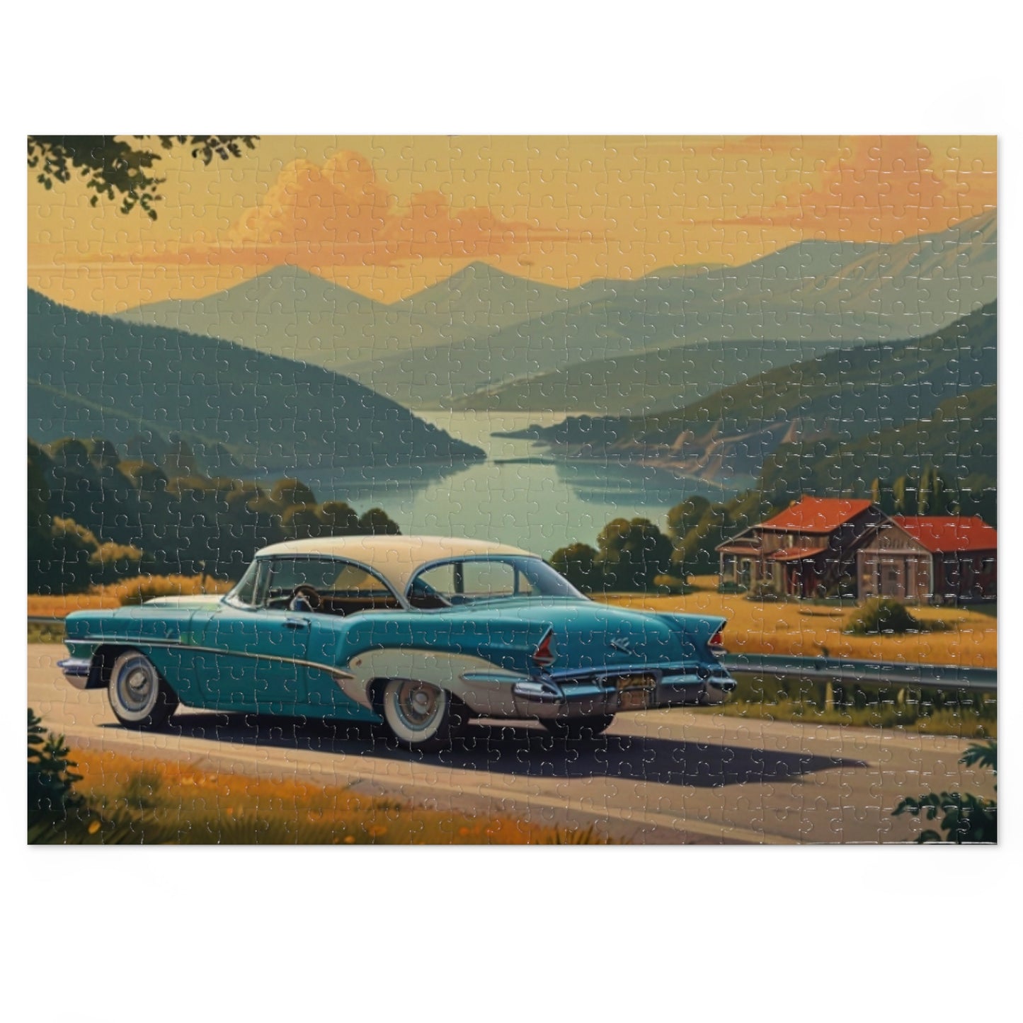 Scenic Overlook Classic Car Jigsaw Puzzle (252, 500, 1000-Piece)