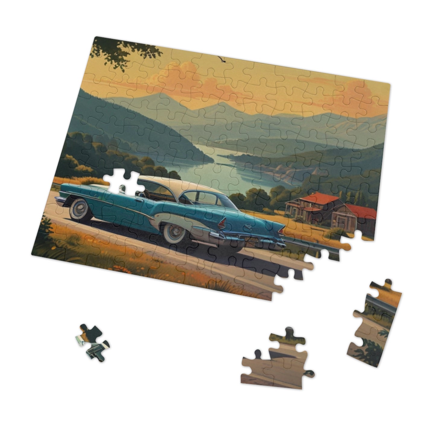 Scenic Overlook Classic Car Jigsaw Puzzle (252, 500, 1000-Piece)
