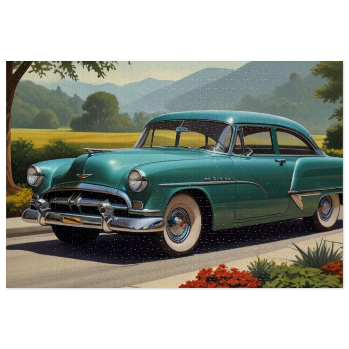 Country Road Classic Car Jigsaw Puzzle (252, 500, 1000-Piece)