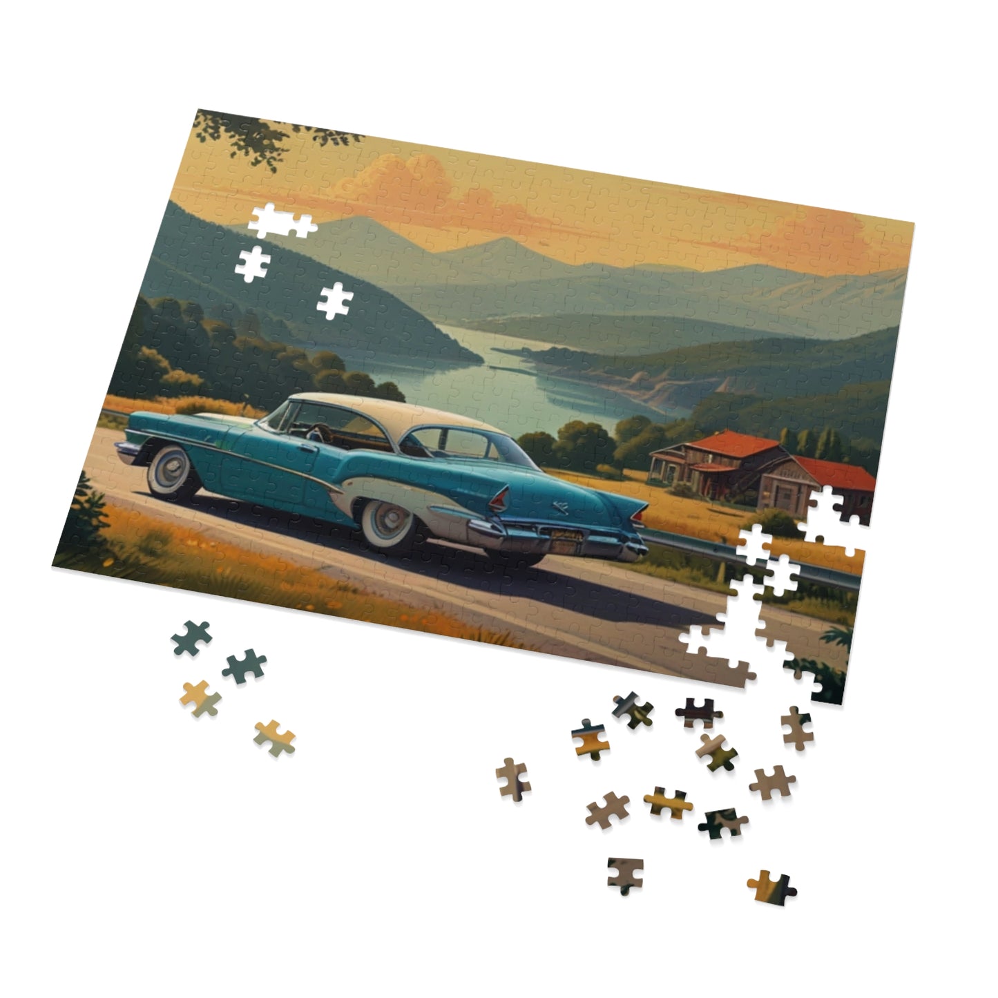 Scenic Overlook Classic Car Jigsaw Puzzle (252, 500, 1000-Piece)