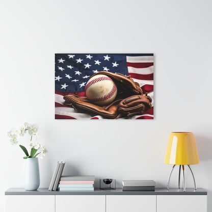 Acrylic Prints (French Cleat Hanging) - Baseball & American Flag