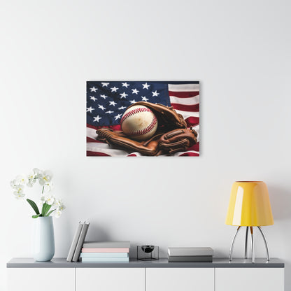 Acrylic Prints (French Cleat Hanging) - Baseball & American Flag