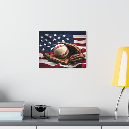 Acrylic Prints (French Cleat Hanging) - Baseball & American Flag