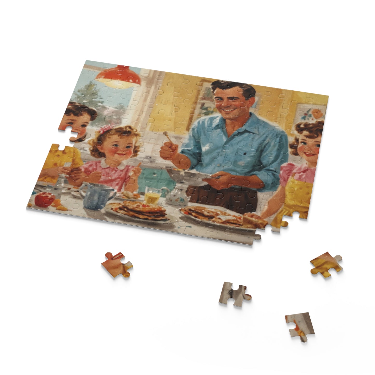 1950s Family Breakfast Jigsaw Puzzle  (120, 252, 500-Piece) - Puzzlers Paradise