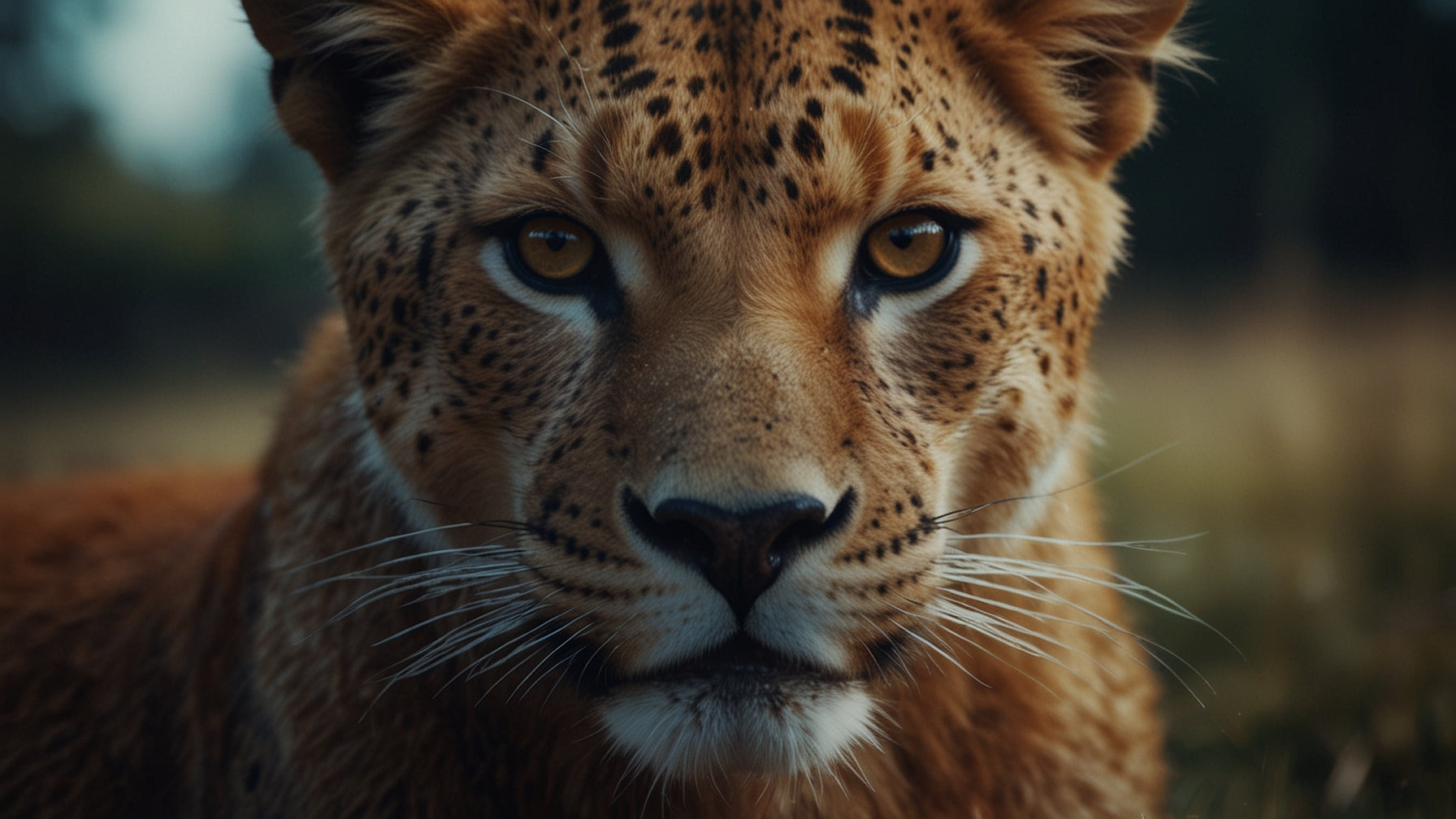 An intense gaze captured as a leopard looks directly into the camera, showcasing its wild beauty.