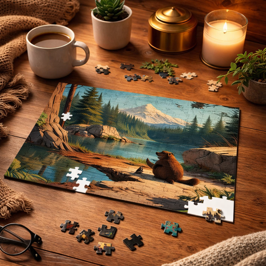 Reading Beaver Jigsaw Puzzle (30, 110, 252, 500, 1000-Piece) - Puzzlers Paradise